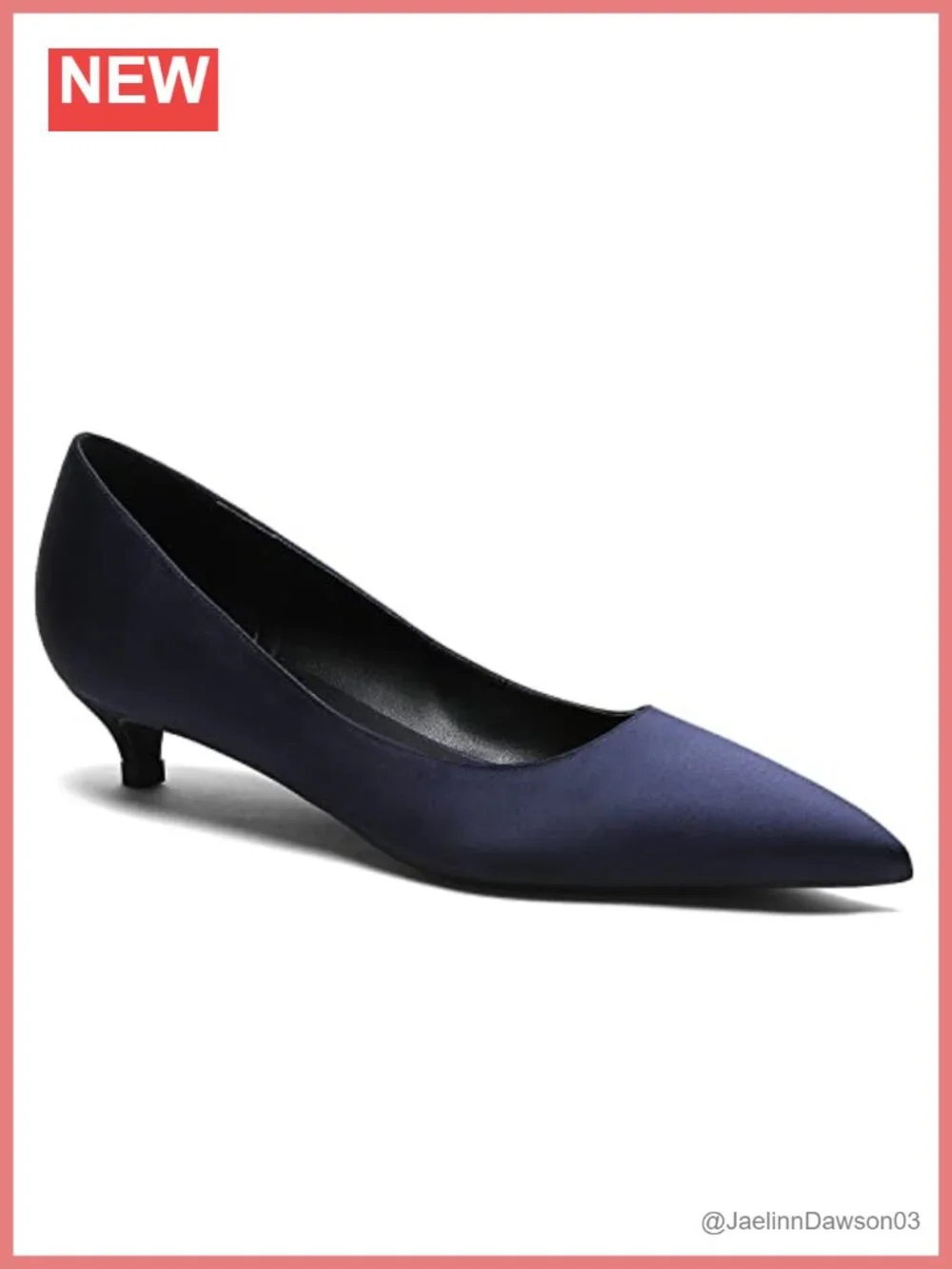 Women's Low Kitten Heel Pumps Pointed Toe Satin Slip On Dress Shoes